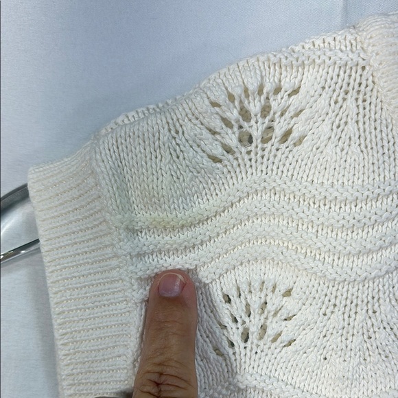 🥝Frye salt breeze  Creamy white cotton pointelle knit Sweater vest - Picture 3 of 5